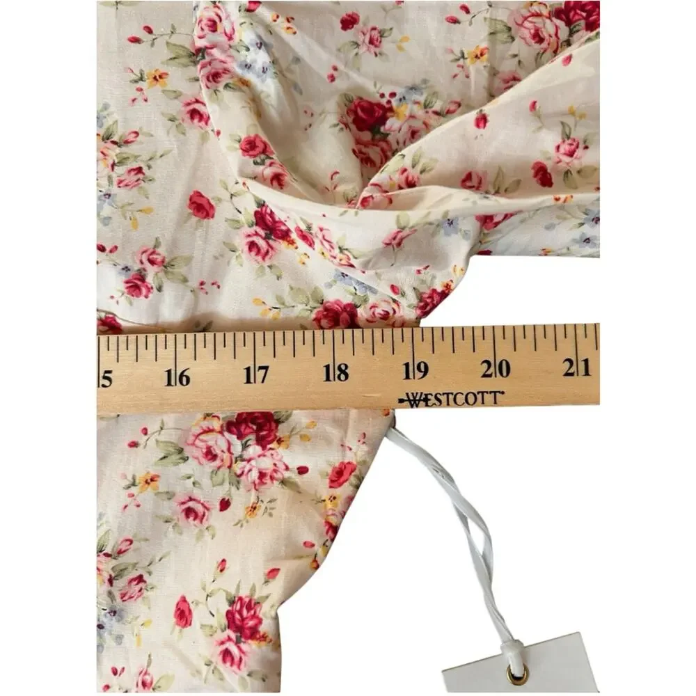 Tuckernuck Hyacinth House Ava Floral Peplum Blouse Medium Preppy Puff Sleeve Top